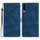 For Huawei P30 Flower Butterfly Embossing Pattern Leather Phone Case(Blue) - 1