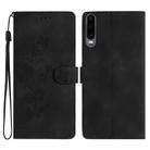 For Huawei P30 Flower Butterfly Embossing Pattern Leather Phone Case(Black) - 1