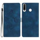 For Huawei P30 lite Flower Butterfly Embossing Pattern Leather Phone Case(Blue) - 1