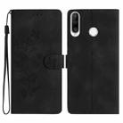 For Huawei P30 lite Flower Butterfly Embossing Pattern Leather Phone Case(Black) - 1