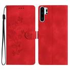 For Huawei P30 Pro Flower Butterfly Embossing Pattern Leather Phone Case(Red) - 1