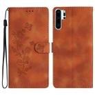 For Huawei P30 Pro Flower Butterfly Embossing Pattern Leather Phone Case(Brown) - 1