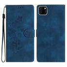 For Huawei Y5p Flower Butterfly Embossing Pattern Leather Phone Case(Blue) - 1