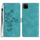 For Huawei Y5p Flower Butterfly Embossing Pattern Leather Phone Case(Sky Blue) - 1