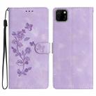 For Huawei Y5p Flower Butterfly Embossing Pattern Leather Phone Case(Purple) - 1