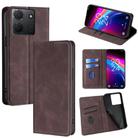 For TCL 503 4G Skin Feel Magnetic Leather Phone Case(Dark Brown) - 1