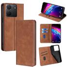 For TCL 503 4G Skin Feel Magnetic Leather Phone Case(Light Brown) - 1