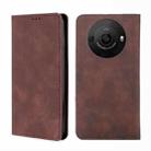 For Sharp Aquos R8 SH-52D Skin Feel Magnetic Leather Phone Case(Dark Brown) - 1