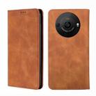 For Sharp Aquos R8 SH-52D Skin Feel Magnetic Leather Phone Case(Light Brown) - 1