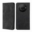 For Sharp Aquos R8 SH-52D Skin Feel Magnetic Leather Phone Case(Black) - 1