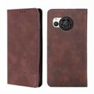 For Sharp Aquos R8 Pro SH-51 Skin Feel Magnetic Leather Phone Case(Dark Brown) - 1