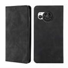 For Sharp Aquos R8 Pro SH-51 Skin Feel Magnetic Leather Phone Case(Black) - 1