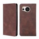 For Sharp Aquos Sense 8 Skin Feel Magnetic Leather Phone Case(Dark Brown) - 1