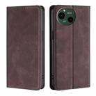 For Sharp Aquos R9 Skin Feel Magnetic Leather Phone Case(Dark Brown) - 1