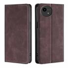 For Sharp Aquos Wish4 Skin Feel Magnetic Leather Phone Case(Dark Brown) - 1