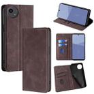 For Sharp Aqous wish5 Skin Feel Magnetic Leather Phone Case(Dark Brown) - 1