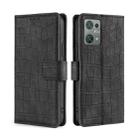 For Blackview Oscal C30 Skin Feel Crocodile Magnetic Clasp Leather Phone Case(Black) - 1