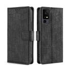 For TCL 40 XE 5G / 40X 5G T601D Skin Feel Crocodile Magnetic Clasp Leather Phone Case(Black) - 1