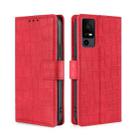 For TCL 40 XE 5G / 40X 5G T601D Skin Feel Crocodile Magnetic Clasp Leather Phone Case(Red) - 1