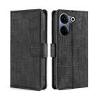 For Tecno Camon 20 Pro 4G Skin Feel Crocodile Magnetic Clasp Leather Phone Case(Black) - 1
