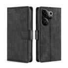 For Tecno Camon 20 Premier 5G Skin Feel Crocodile Magnetic Clasp Leather Phone Case(Black) - 1