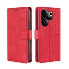 For Tecno Camon 20 Premier 5G Skin Feel Crocodile Magnetic Clasp Leather Phone Case(Red) - 1