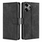 For Tecno Pova 6 Pro 5G Skin Feel Crocodile Magnetic Clasp Leather Phone Case(Black) - 1