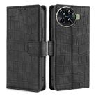 For Tecno Spark 20 Pro+ 4G Skin Feel Crocodile Magnetic Clasp Leather Phone Case(Black) - 1