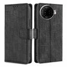 For Tecno Camon 30 Pro 5G Skin Feel Crocodile Magnetic Clasp Leather Phone Case(Black) - 1