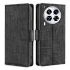 For Tecno Camon 30 Premier 5G Skin Feel Crocodile Magnetic Clasp Leather Phone Case(Black) - 1