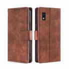 For Sharp Aqous Wish3 Skin Feel Crocodile Magnetic Clasp Leather Phone Case(Brown) - 1