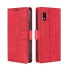 For Sharp Aqous Wish3 Skin Feel Crocodile Magnetic Clasp Leather Phone Case(Red) - 1
