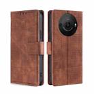 For Sharp Aquos R8 Pro SH-51 Skin Feel Crocodile Magnetic Clasp Leather Phone Case(Brown) - 1