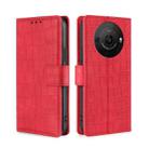 For Sharp Aquos R8 Pro SH-51 Skin Feel Crocodile Magnetic Clasp Leather Phone Case(Red) - 1