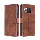 For Sharp Aquos R8 SH-52D Skin Feel Crocodile Magnetic Clasp Leather Phone Case(Brown) - 1