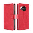 For Sharp Aquos R8 SH-52D Skin Feel Crocodile Magnetic Clasp Leather Phone Case(Red) - 1