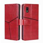 For Sharp Aqous Wish3 Geometric Stitching Leather Phone Case(Red) - 1