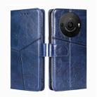 For Sharp Aquos R8 Pro SH-51 Geometric Stitching Leather Phone Case(Blue) - 1