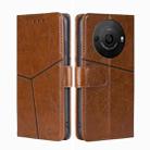 For Sharp Aquos R8 Pro SH-51 Geometric Stitching Leather Phone Case(Light Brown) - 1