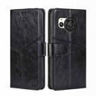 For Sharp Aquos R8 SH-52D Geometric Stitching Leather Phone Case(Black) - 1