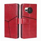 For Sharp Aquos R8 SH-52D Geometric Stitching Leather Phone Case(Red) - 1