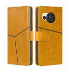 For Sharp Aquos R8 SH-52D Geometric Stitching Leather Phone Case(Yellow) - 1