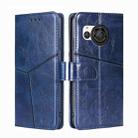 For Sharp Aquos R8 SH-52D Geometric Stitching Leather Phone Case(Blue) - 1