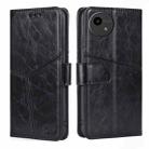 For Sharp Aquos Wish4 Geometric Stitching Leather Phone Case(Black) - 1