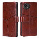 For Sharp Aquos Wish4 Geometric Stitching Leather Phone Case(Dark Brown) - 1