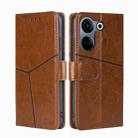 For Tecno Camon 20 Pro 4G Geometric Stitching Leather Phone Case(Light Brown) - 1