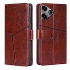 For Tecno Pova 6 Pro 5G Geometric Stitching Leather Phone Case(Dark Brown) - 1