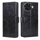 For Tecno Spark 20 Pro+ 4G Geometric Stitching Leather Phone Case(Black) - 1