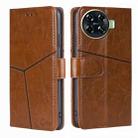 For Tecno Spark 20 Pro+ 4G Geometric Stitching Leather Phone Case(Light Brown) - 1