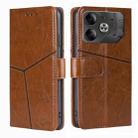 For Tecno Pova 6 5G Geometric Stitching Leather Phone Case(Light Brown) - 1